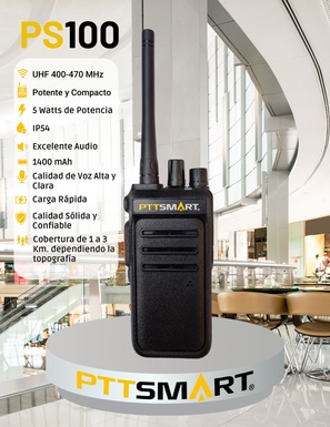 Radio Trasmisor Portátil  PS100, UHF 400-470 MHz.
